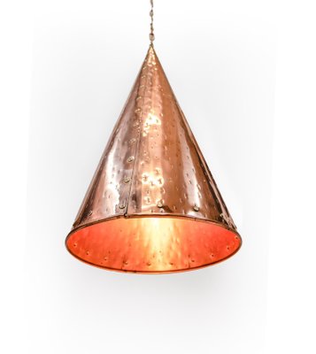 Danish Hammered Copper Cone Pendant Lamps by E. S. Horn Aalestrup, 1950s, Set of 2-DEK-935082