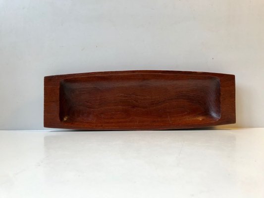 Danish Hand-Carved Oblong Tray in Teak, 1960s-LCR-742036