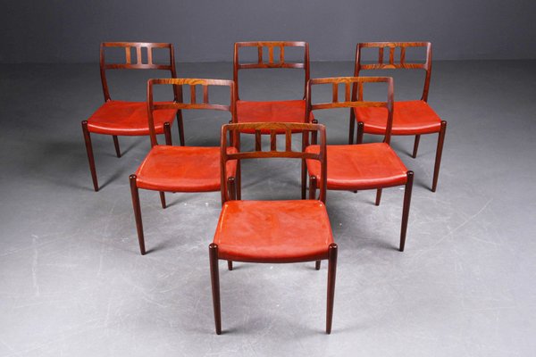 Danish Hardwood Dining Chairs Model 79 by Niels Otto (N. O.) Møller, Set of 6-AX-1186353