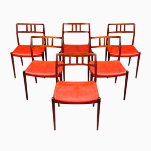 Danish Hardwood Dining Chairs Model 79 by Niels Otto (N. O.) Møller, Set of 6-AX-1186353