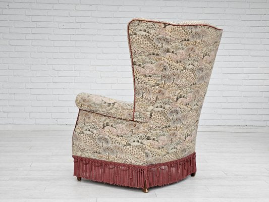 Danish High Back Armchair in Floral Multicolor Fabric, 1960s-TMW-1703572