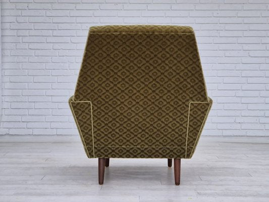 Danish Highback Armchair in Upholstery, Green Velour & Teak Wood by Georg Thams for Vejen Polstermøbelfabrik, 1970s-TMW-1814744