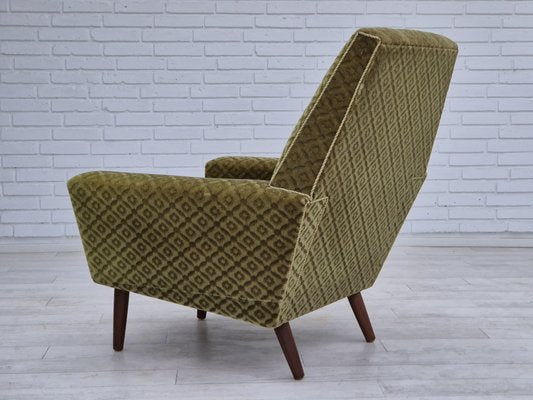 Danish Highback Armchair in Upholstery, Green Velour & Teak Wood by Georg Thams for Vejen Polstermøbelfabrik, 1970s-TMW-1814744