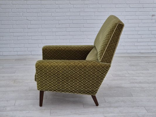 Danish Highback Armchair in Upholstery, Green Velour & Teak Wood by Georg Thams for Vejen Polstermøbelfabrik, 1970s-TMW-1814744