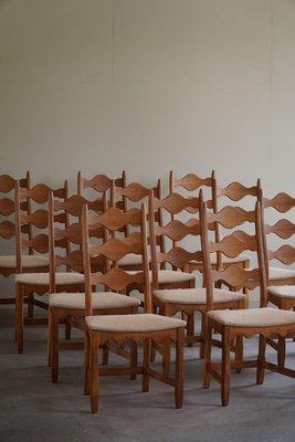 Danish Highback Dining Chairs in Oak by Henning Kjærnulf, 1960s, Set of 12-MXF-2020971