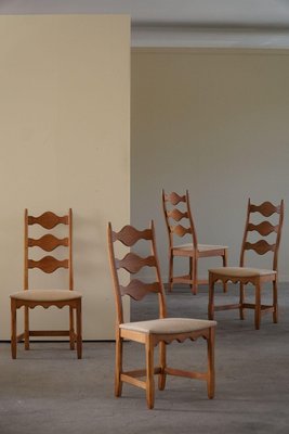 Danish Highback Dining Chairs in Oak by Henning Kjærnulf, 1960s, Set of 12-MXF-2020971