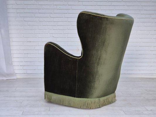 Danish Highback Relax Armchair in Green Furniture Velour, 1960s-TMW-2032489