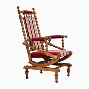 Danish Highback Rocking Chair in Wool & Oak, 1970s-TMW-1777200