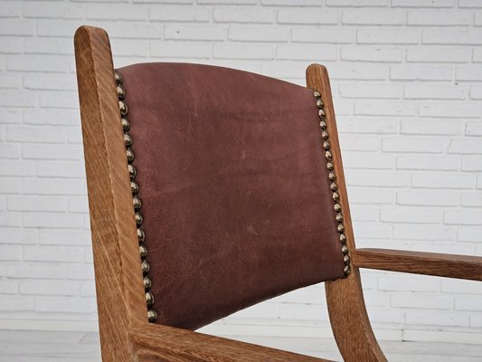 Danish Leather and Oak Armchair, 1950s-TMW-1703975