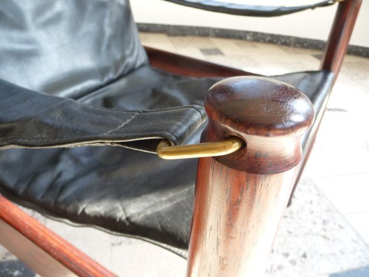 Danish Leather High Back Safari Armchair by Erik Wørts for Niels Eilersen, 1960s-JP-1725669