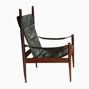 Danish Leather High Back Safari Armchair by Erik Wørts for Niels Eilersen, 1960s-JP-1725669