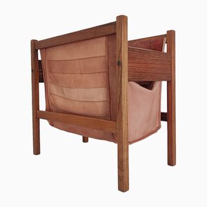 Danish Leather & Rosewood Magazine Rack, 1960s-JJT-831938