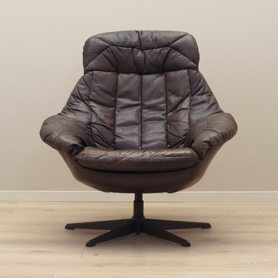 Danish Leather Swivel Armchair by H.W. Klein for Bramin, 1960s-VND-1755772