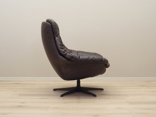 Danish Leather Swivel Armchair by H.W. Klein for Bramin, 1960s-VND-1755772