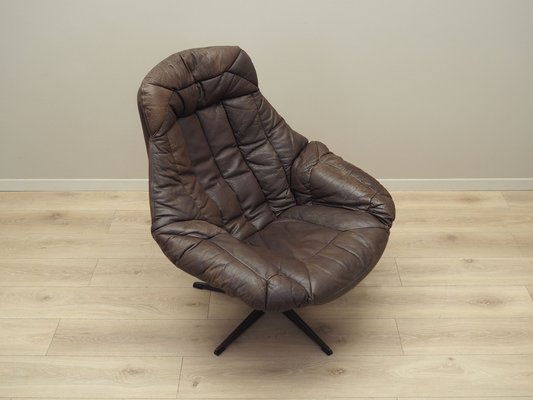 Danish Leather Swivel Armchair by H.W. Klein for Bramin, 1960s-VND-1757991