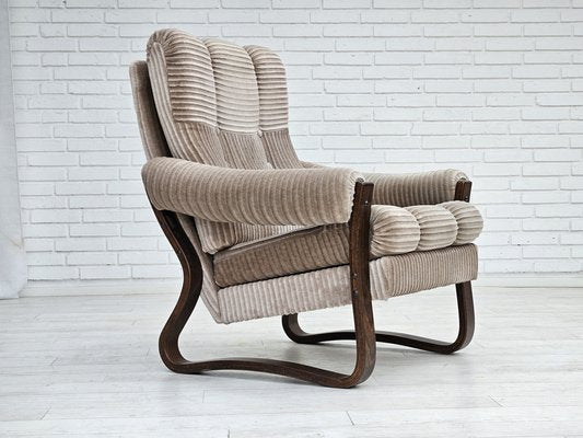 Danish Lounge Chair in Corduroy, 1970s-TMW-1779459