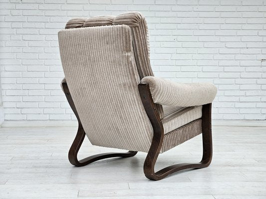 Danish Lounge Chair in Corduroy, 1970s-TMW-1779459