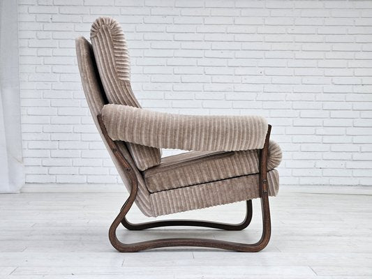 Danish Lounge Chair in Corduroy, 1970s-TMW-1779459