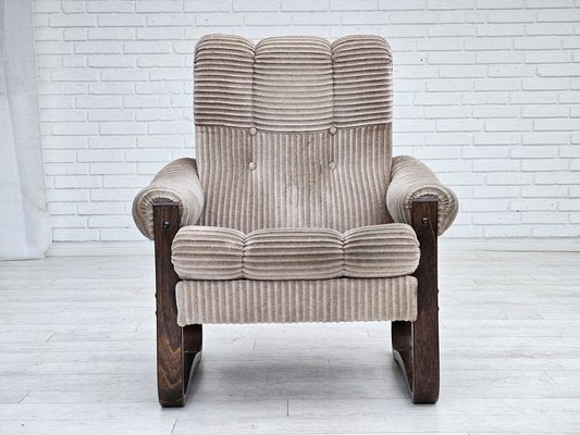 Danish Lounge Chair in Corduroy, 1970s-TMW-1779459