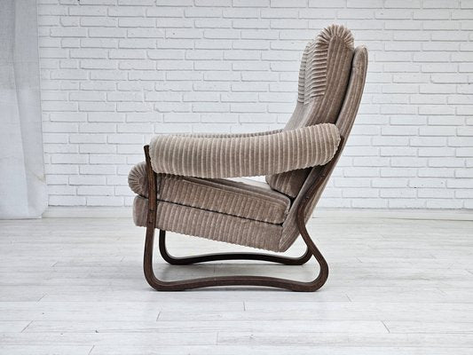 Danish Lounge Chair in Corduroy, 1970s-TMW-1779459