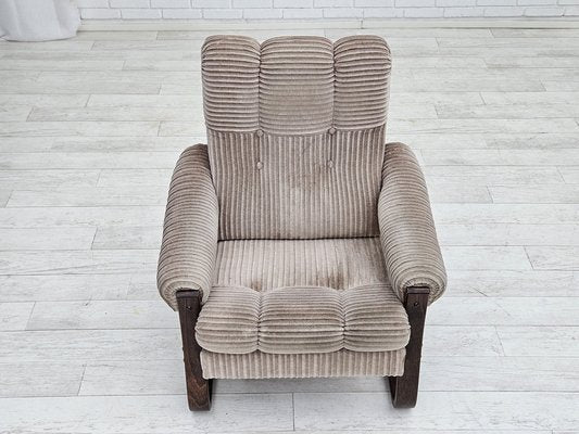 Danish Lounge Chair in Corduroy, 1970s-TMW-1779459