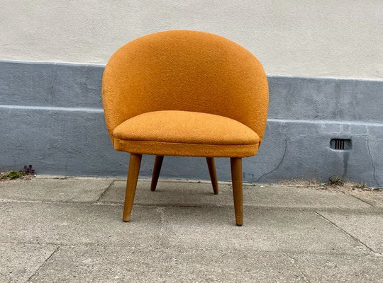 Danish Lounge Chair in Orange Wool and Teak, 1960s-LCR-1257613