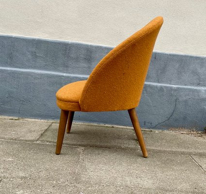 Danish Lounge Chair in Orange Wool and Teak, 1960s-LCR-1257613