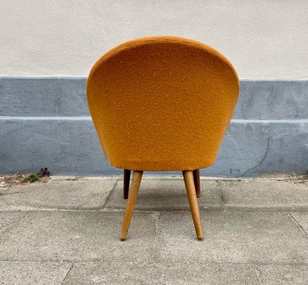 Danish Lounge Chair in Orange Wool and Teak, 1960s-LCR-1257613