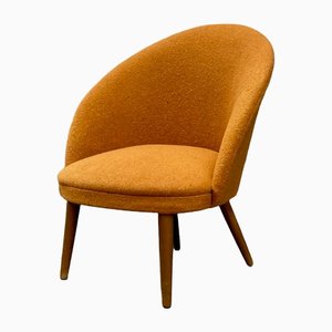 Danish Lounge Chair in Orange Wool and Teak, 1960s-LCR-1257613