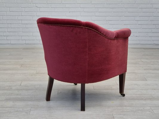 Danish Lounge Chair in Velour with Ash Legs, 1950s-TMW-1821040