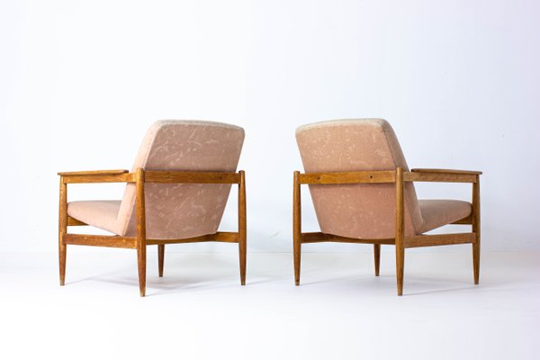 Danish Lounge Chairs in Pink Fabric, 1960s, Set of 2-LIO-1377464