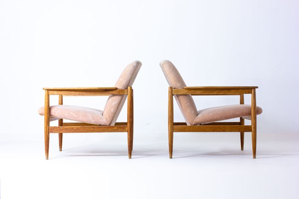 Danish Lounge Chairs in Pink Fabric, 1960s, Set of 2-LIO-1377464