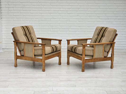 Danish Lounge Chairs in Wool & Oak, 1970s, Set of 2-TMW-1749655