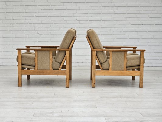 Danish Lounge Chairs in Wool & Oak, 1970s, Set of 2-TMW-1749655