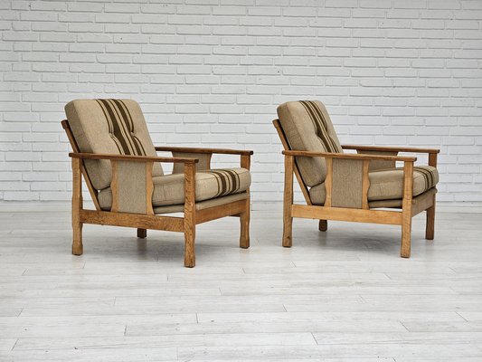 Danish Lounge Chairs in Wool & Oak, 1970s, Set of 2-TMW-1749655