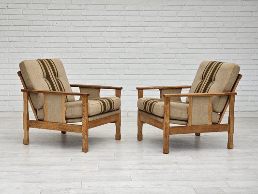 Danish Lounge Chairs in Wool & Oak, 1970s, Set of 2-TMW-1749655