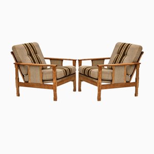 Danish Lounge Chairs in Wool & Oak, 1970s, Set of 2-TMW-1749655