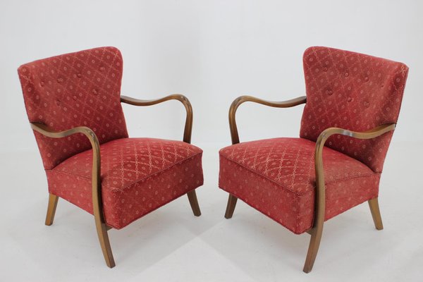 Danish Low Back Easy Chairs by Alfred Christensen, 1940s, Set of 2-TZ-1448500