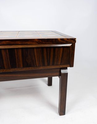 Danish Low Chest in Rosewood with Tiles, 1960s-UY-952735