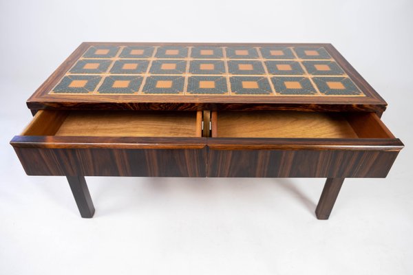 Danish Low Chest in Rosewood with Tiles, 1960s-UY-952735