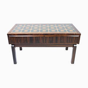 Danish Low Chest in Rosewood with Tiles, 1960s-UY-952735