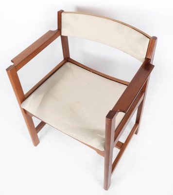 Danish Mahogany and Light Fabric Armchair from Søborg, 1960s-UY-1000668