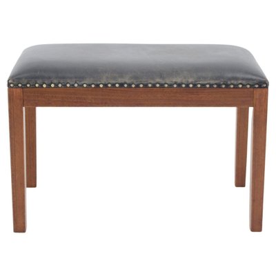 Danish Mahogany Leather Stool, 1940s-TZ-1324162