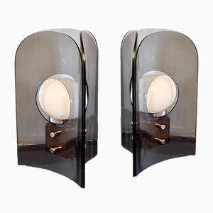 Danish Methacrylate & Wood Table Lamps, 1950s, Set of 2-EJE-885054