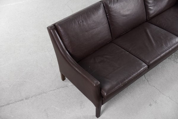 Danish Mid-Century Modern 3-Seater Chocolate Leather Sofa, 1960s-ZAA-1268381