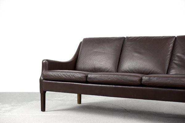 Danish Mid-Century Modern 3-Seater Chocolate Leather Sofa, 1960s-ZAA-1268381