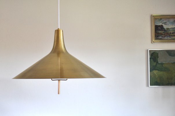 Danish Mid-Century Modern Brass Counterweight Pendant in the Style of Paavo Tynell, 1950s-HPQ-1182883