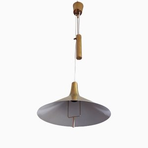 Danish Mid-Century Modern Brass Counterweight Pendant in the Style of Paavo Tynell, 1950s-HPQ-1182883