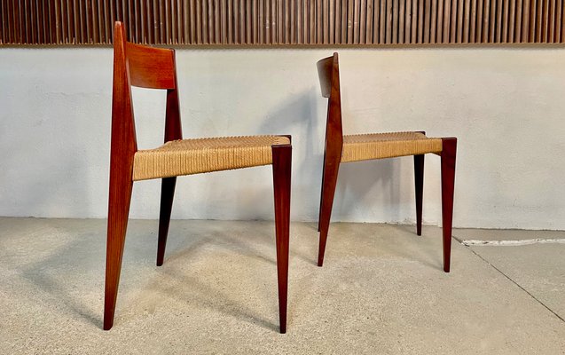 Danish Minimalist Model Pia Teak Dining Chairs with Paper Cord Seats by Poul Cadovius for Royal Persiennen, 1958, Set of 2-JP-1084346