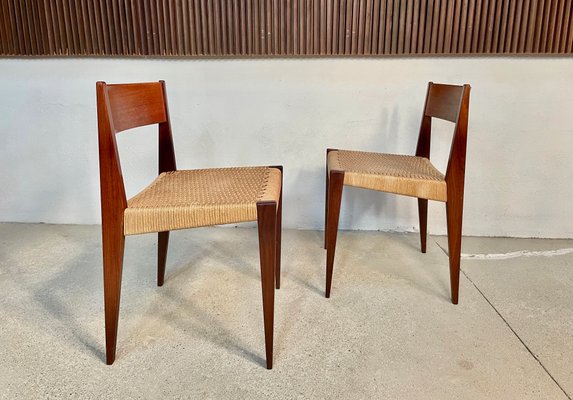 Danish Minimalist Model Pia Teak Dining Chairs with Paper Cord Seats by Poul Cadovius for Royal Persiennen, 1958, Set of 2-JP-1084346